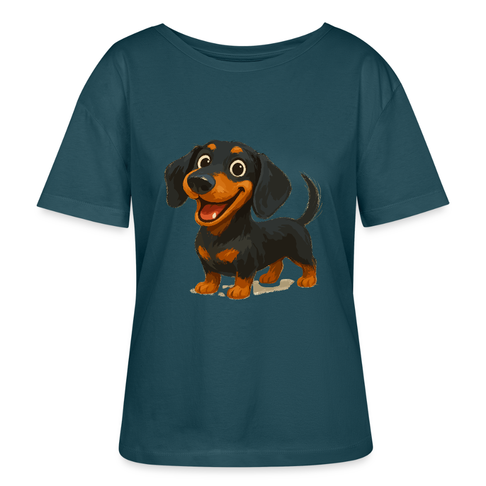 Dackel Shirt – Fröhlicher Cartoon Dachshund | Niedlicher Hund Pullover Geschenk für Hundefans - Dunkles Petrol