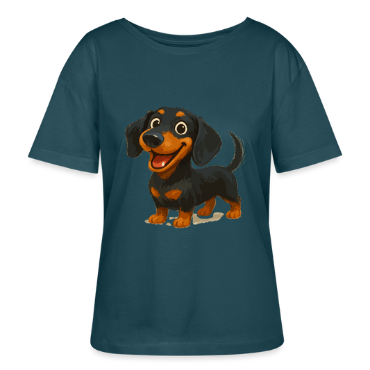 Dackel Shirt – Fröhlicher Cartoon Dachshund | Niedlicher Hund Pullover Geschenk für Hundefans - Dunkles Petrol