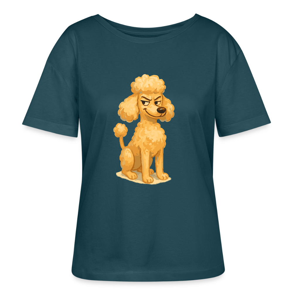 Frecher Pudel Shirt Cartoon im Malstil – Humorvolles Hundemotiv für Tierfreunde und Geschenkidee für Hundeliebhaber - Dunkles Petrol