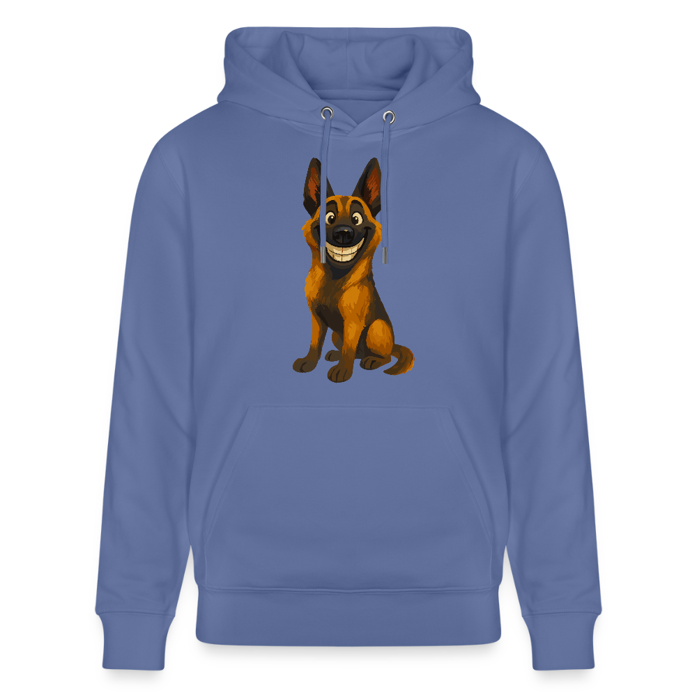 Malinois Hoodie Grinsender Cartoon – lustiger Belgischer Schäferhund im gemalten Stil als humorvolles Hunde Motiv für Hundeliebhaber - Blau