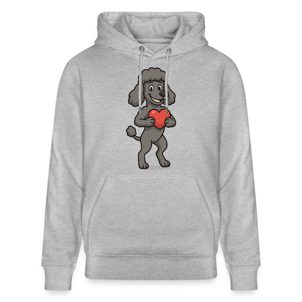 Pudel Hoodie mit Herz Cartoon – Liebevolles Hunde Motiv für Valentinstag, Geschenke und Hundeliebhaber - Grau meliert