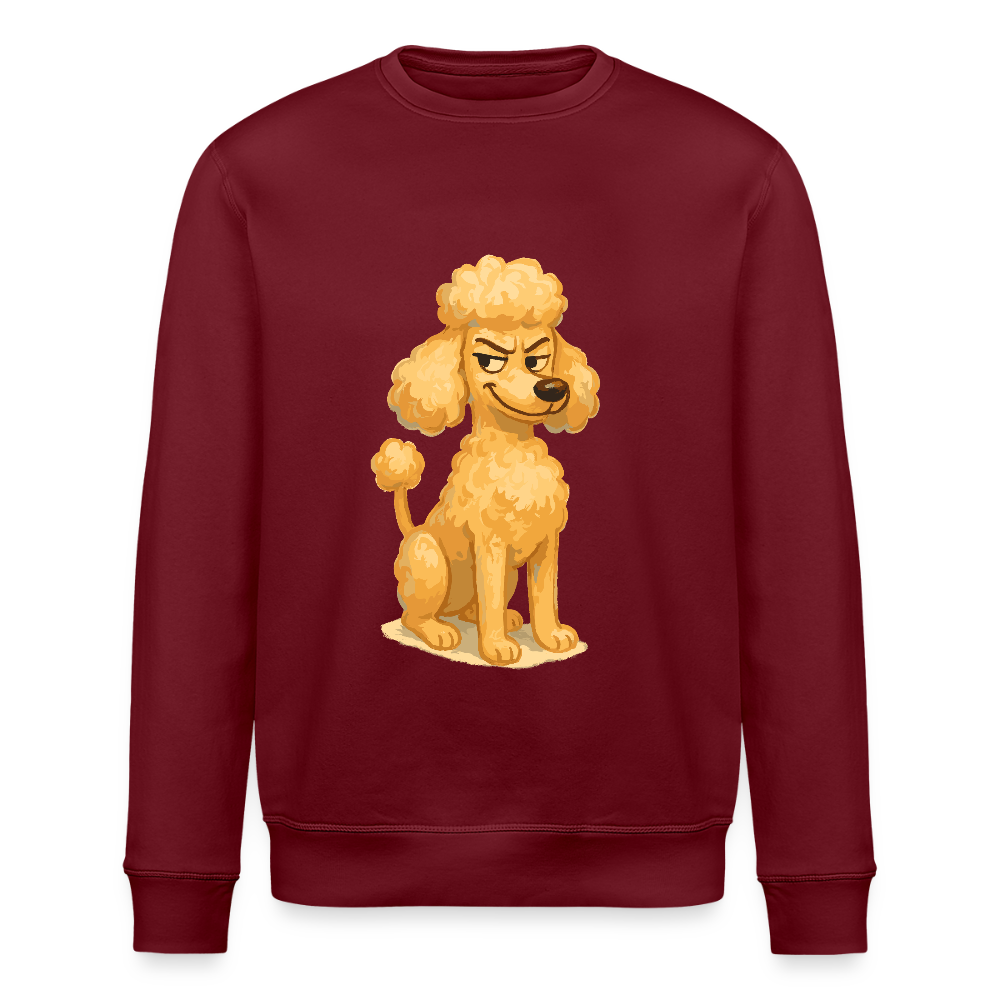 Frecher Pudel Sweatshirt Cartoon im Malstil – Humorvolles Hundemotiv für Tierfreunde und Geschenkidee für Hundeliebhaber - Burgunderrot