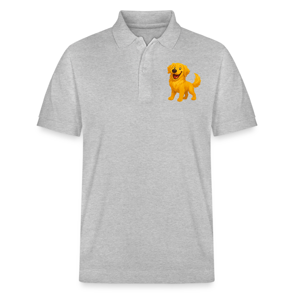 Golden Retriever Poloshirt Fröhlicher Cartoon – lachendes Hundemotiv, süßes Geschenk für Hundeliebhaber und Tierfreunde - Grau meliert