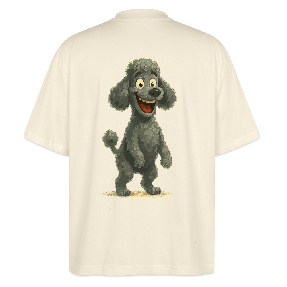 Pudel Oversized mit breitem Grinsen Lustiger Cartoon – Witziges Hunde Design für Pudel Fans und Hundeliebhaber - Weißgrau