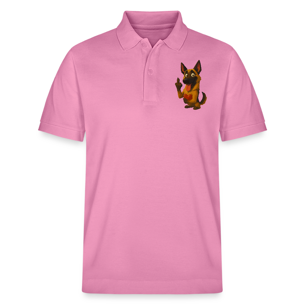 Frecher Malinois Poloshirt mit Herz – witziges und provokantes Hunde Cartoon Motiv für Hundeliebhaber mit Sinn für Humor - Blasenrosa