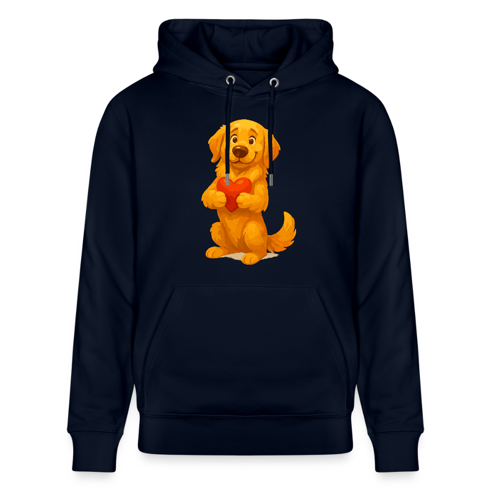 Golden Retriever Hoodie mit Herz – süßer Cartoon Hund, liebevolles Motiv für Hundeliebhaber, Valentinstag oder besondere Geschenkideen - Navy