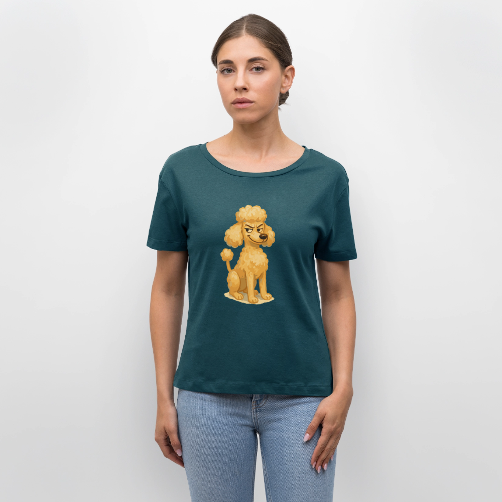 Frecher Pudel Shirt Cartoon im Malstil – Humorvolles Hundemotiv für Tierfreunde und Geschenkidee für Hundeliebhaber - Dunkles Petrol