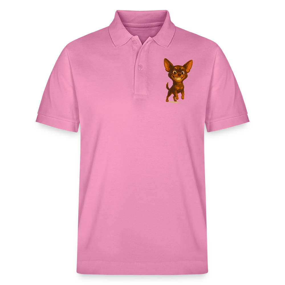 Grinsender Chihuahua Poloshirt Cartoon Hund – witziges Tiermotiv mit großem Lächeln, Geschenkidee für Hundefans und Tierfreunde - Blasenrosa