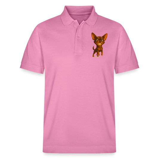Grinsender Chihuahua Poloshirt Cartoon Hund – witziges Tiermotiv mit großem Lächeln, Geschenkidee für Hundefans und Tierfreunde - Blasenrosa