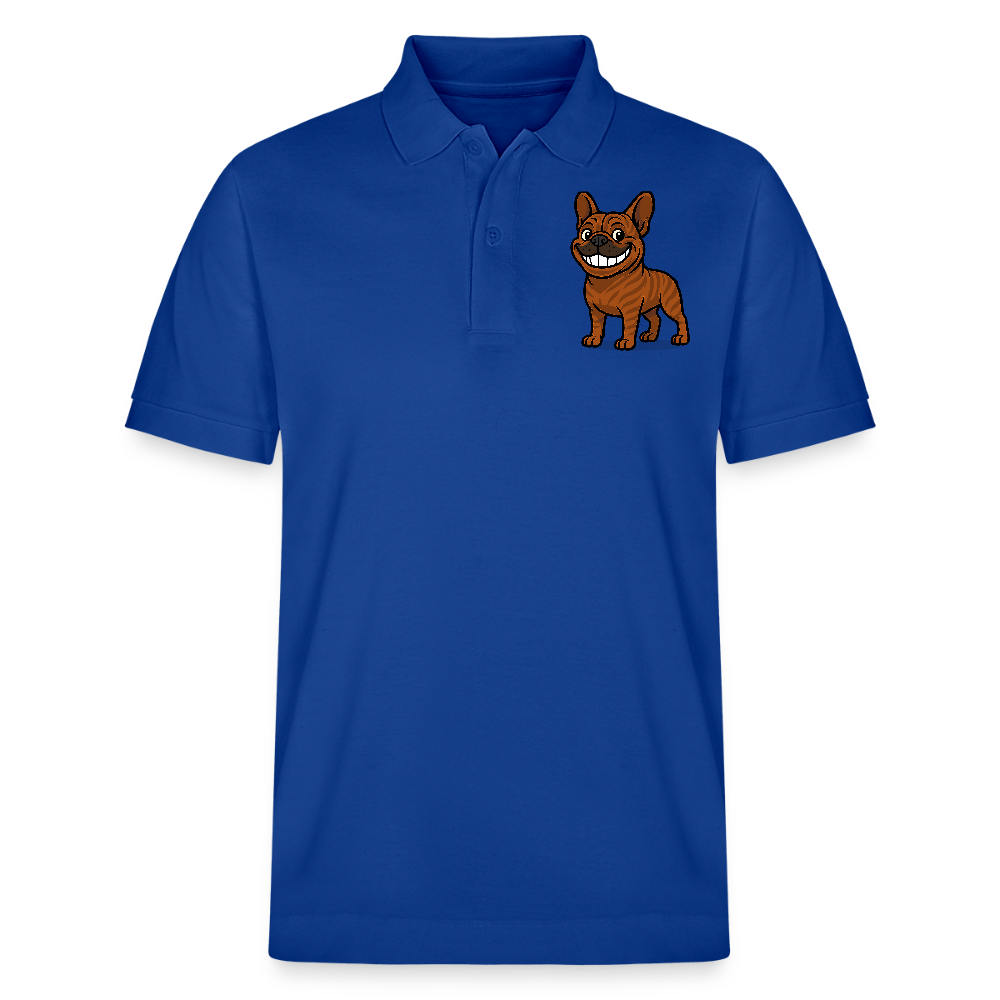 Französische Bulldogge Poloshirt - Cartoon mit breitem Grinsen – Lustiges Hunde Motiv für Humor-Fans, Tierfreunde und Geschenkideen - Dunkelblau