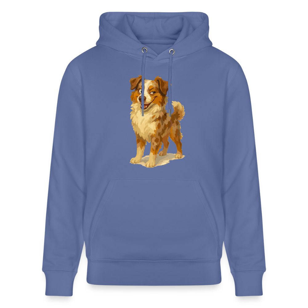 Australian Shepherd Hoodie Frecher Cartoon mit verschmitztem Grinsen – Humorvolles Hunde Motiv für Tierfreunde und Geschenkideen - Blau
