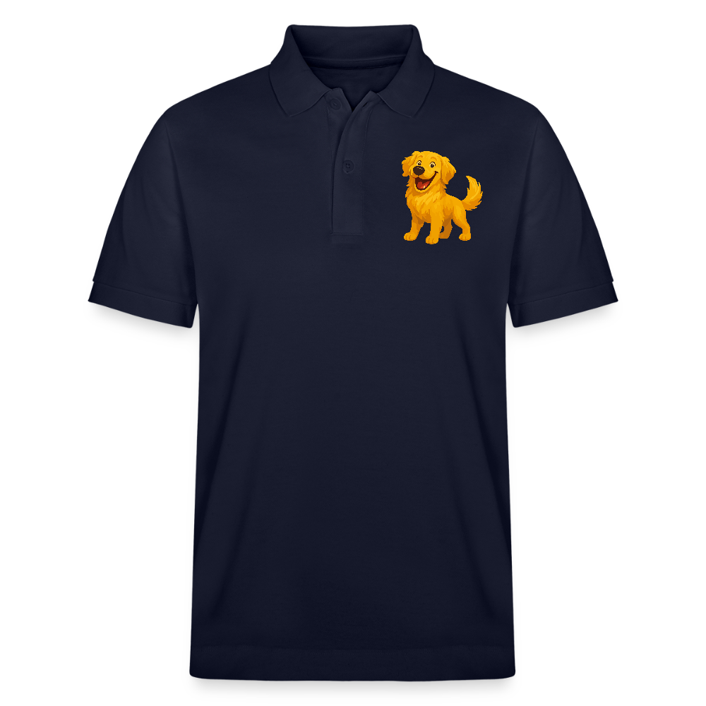 Golden Retriever Poloshirt Fröhlicher Cartoon – lachendes Hundemotiv, süßes Geschenk für Hundeliebhaber und Tierfreunde - Navy