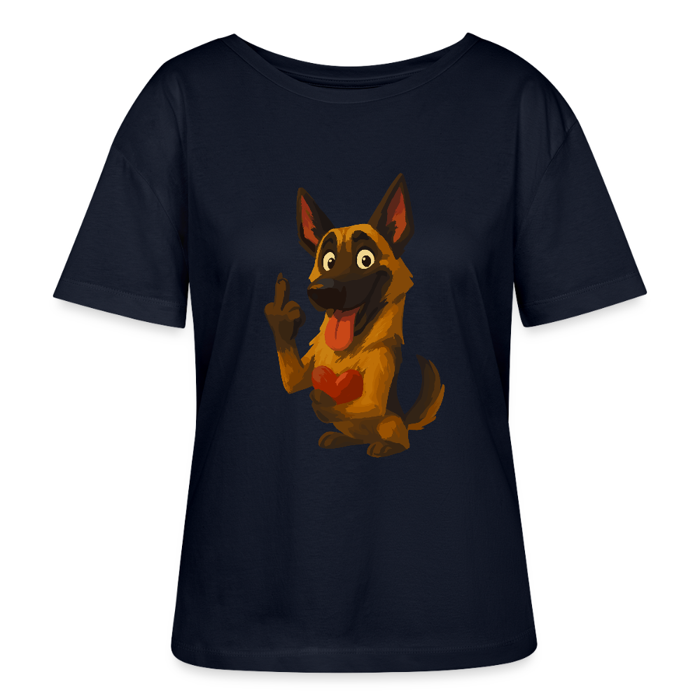 Frecher Malinois Shirt mit Herz – witziges und provokantes Hunde Cartoon Motiv für Hundeliebhaber mit Sinn für Humor - Navy