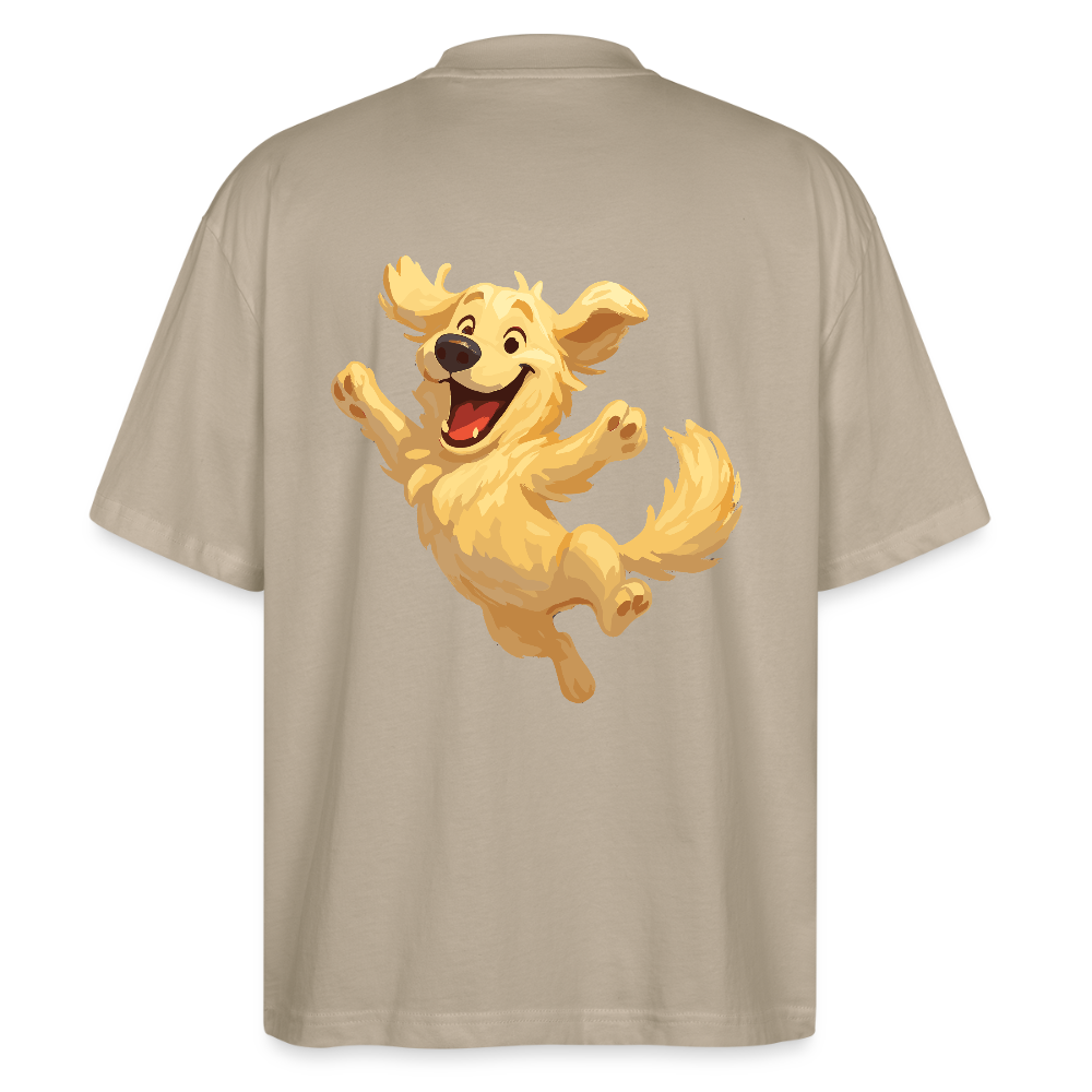 Golden Retriever Oversized Springender Cartoon – fröhliches Hundemotiv, perfektes Geschenk für Hundeliebhaber und Tierfreunde - Steingrau