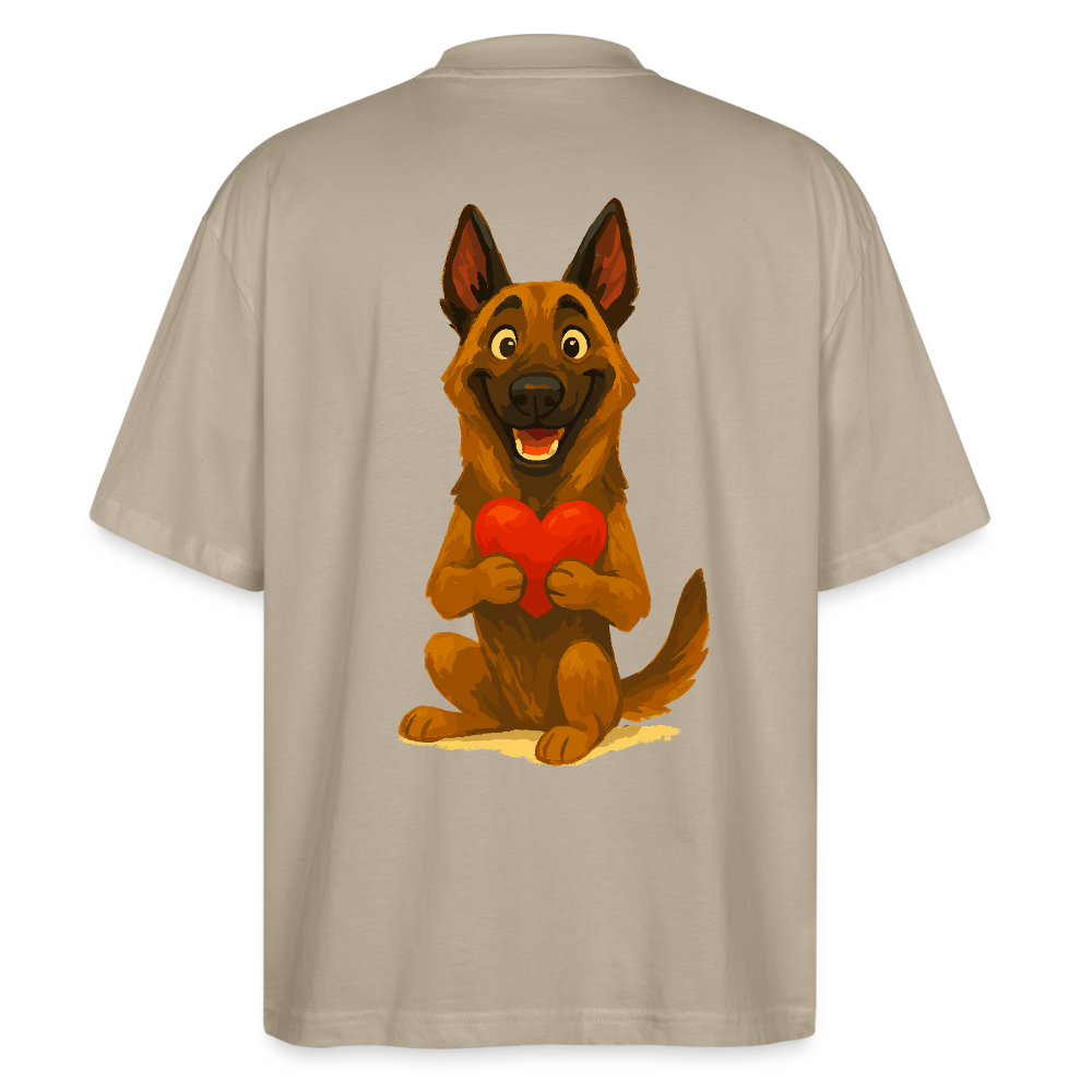 Malinois Oversized mit Herz Cartoon – liebevoller Belgischer Schäferhund als Hunde Motiv für Hundeliebhaber und Geschenkideen - Steingrau