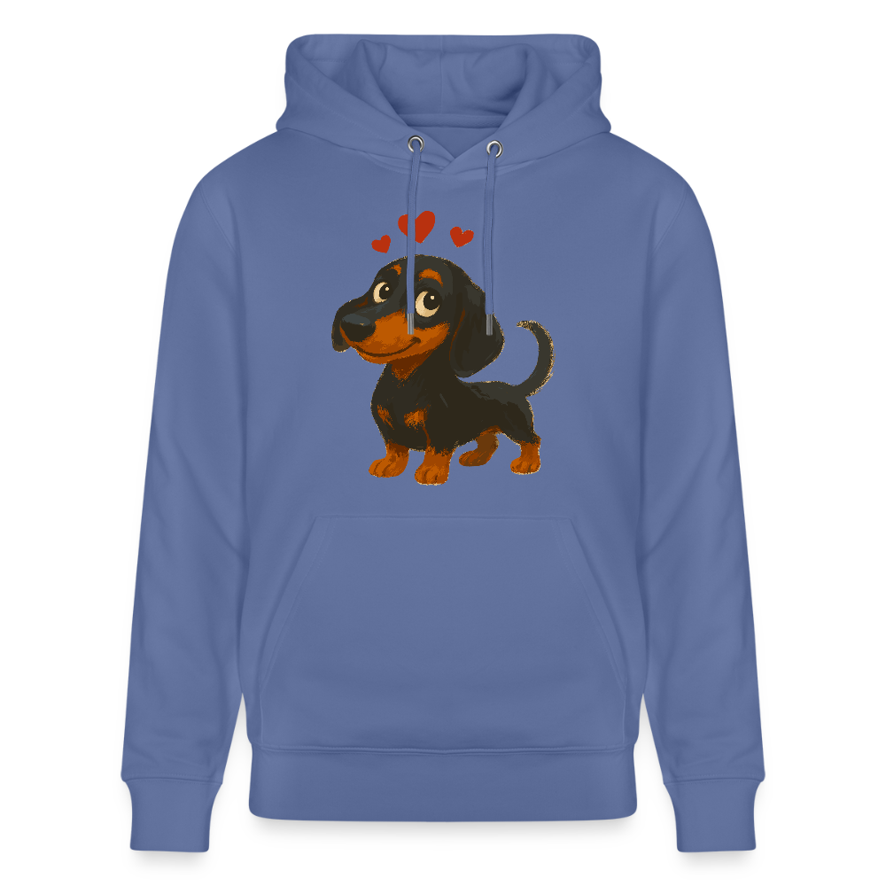 Dackel Hoodie – Verliebter Cartoon Dachshund | Süßer Hund Pullover Geschenk mit Herzen für Valentinstag & Hundefans - Blau