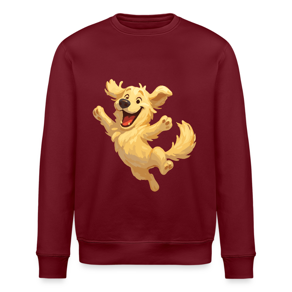Golden Retriever Sweatshirt Springender Cartoon – fröhliches Hundemotiv, perfektes Geschenk für Hundeliebhaber und Tierfreunde - Burgunderrot