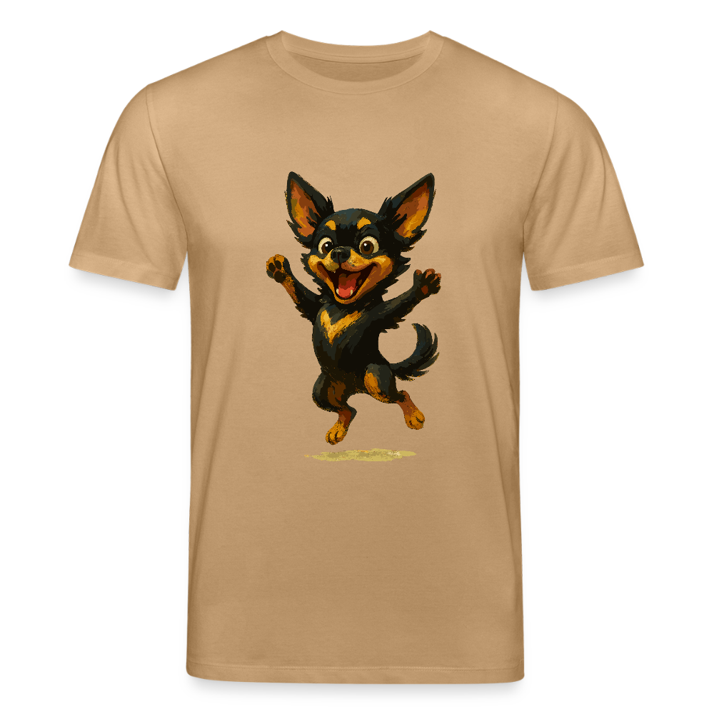 Fröhlicher Chihuahua Cartoon Hund – hüpfendes Tiermotiv voller Lebensfreude, witzige Geschenkidee für Hundefans und Tierfreunde - Karamell