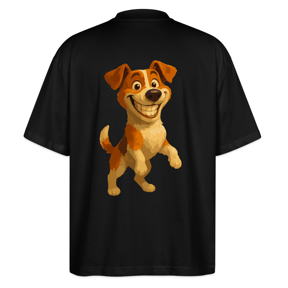 Jack Russell Terrier Oversized breit grinsend – süßer Cartoon Hund, lustiges Motiv für Hundeliebhaber & Geschenkidee für Tierfreunde - Schwarz