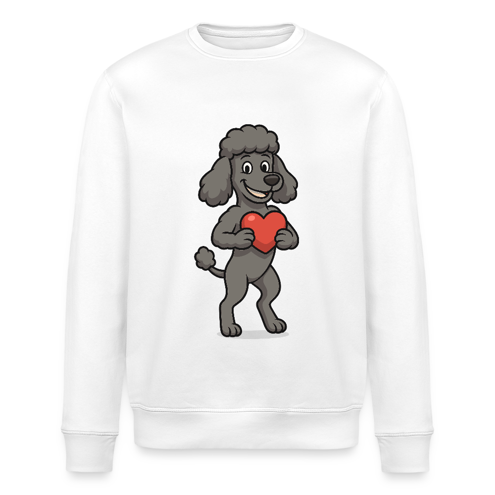 Pudel Sweatshirt mit Herz Cartoon – Liebevolles Hunde Motiv für Valentinstag, Geschenke und Hundeliebhaber - Weiß