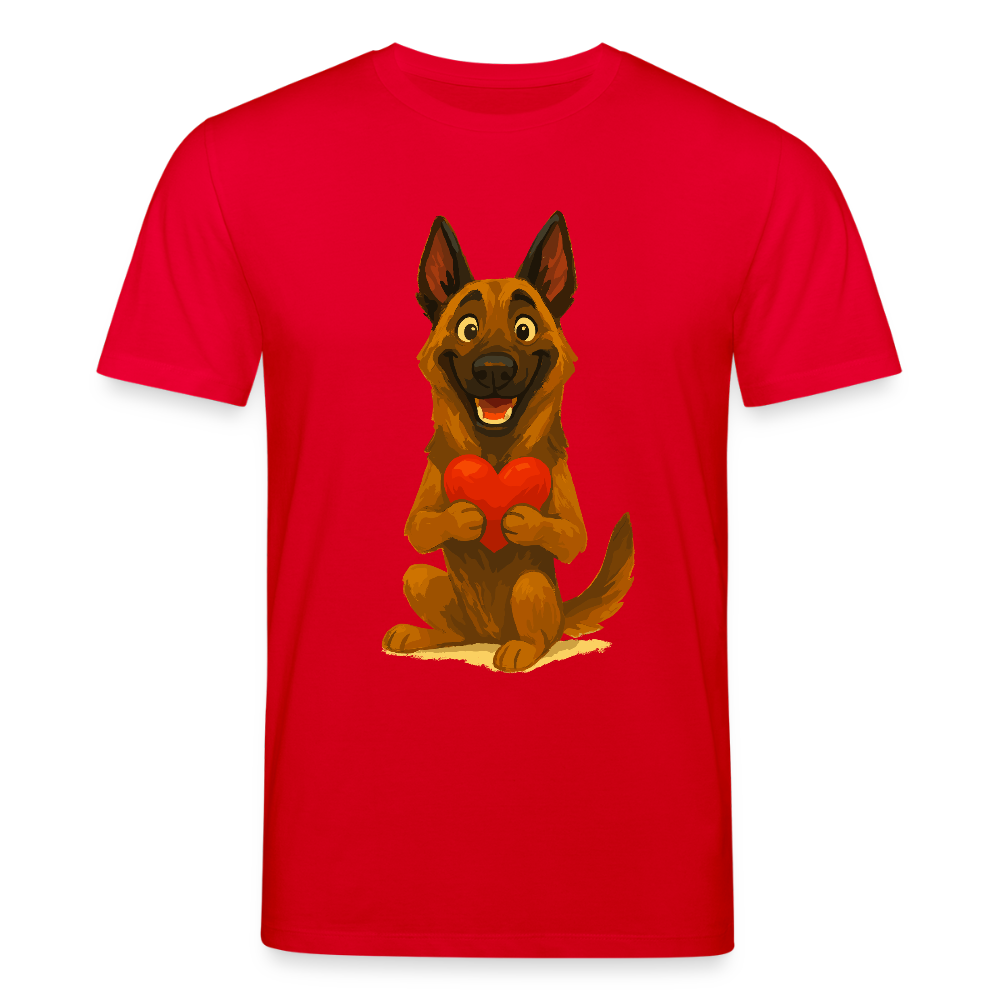 Malinois T-Shirt mit Herz Cartoon – liebevoller Belgischer Schäferhund als Hunde Motiv für Hundeliebhaber und Geschenkideen - Rot