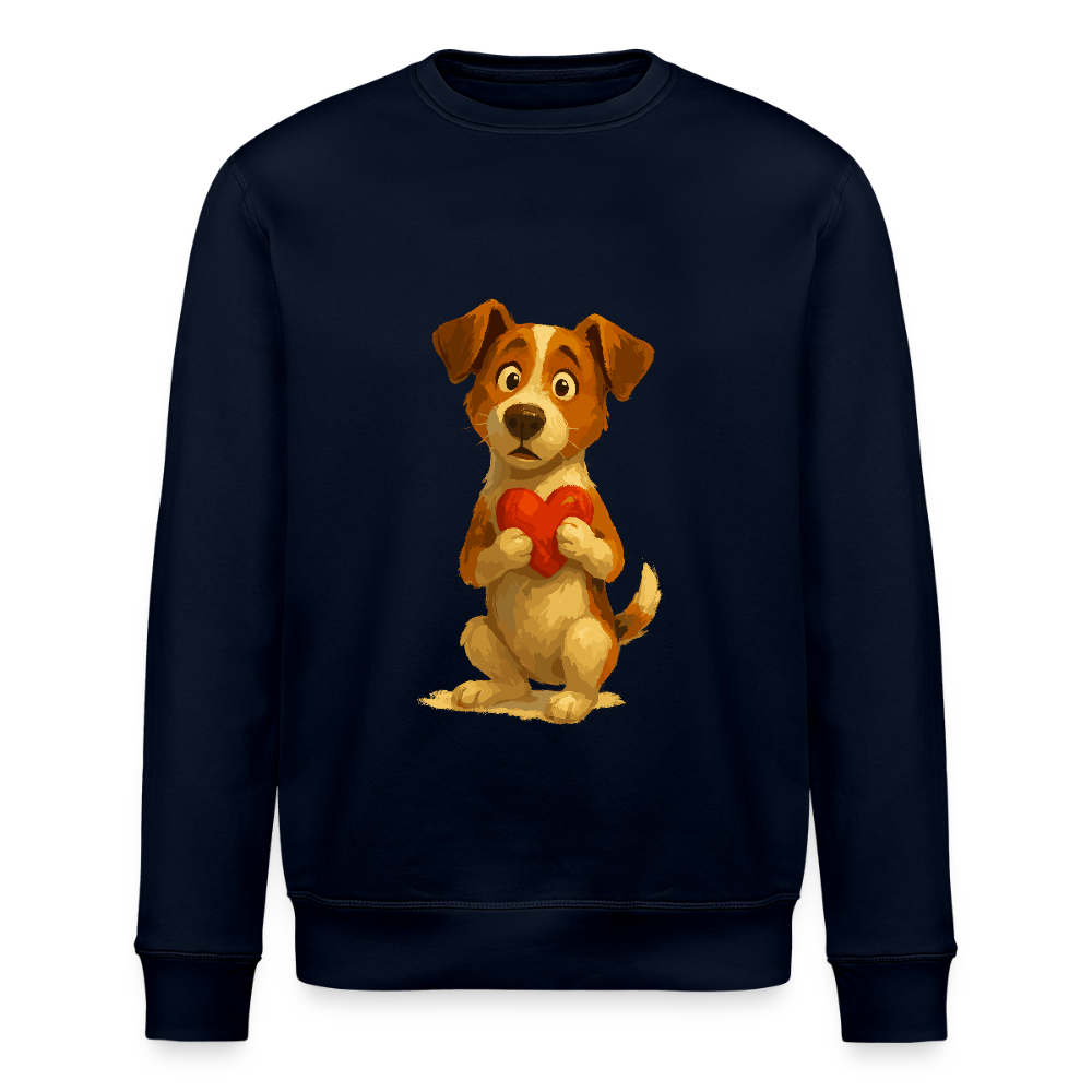 Jack Russell Terrier Sweatshirt mit Herz – süßes Cartoon Motiv, liebevoller Hund, Geschenkidee für Valentinstag und Hundeliebhaber - Navy