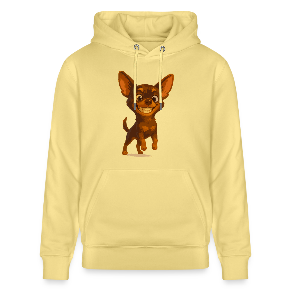 Grinsender Chihuahua Hoodie Cartoon Hund – witziges Tiermotiv mit großem Lächeln, Geschenkidee für Hundefans und Tierfreunde - Gelb Viva