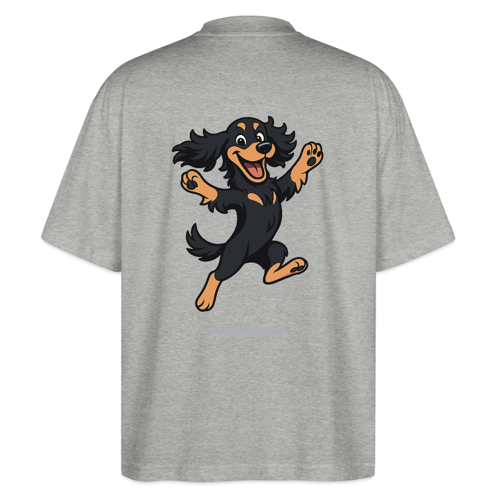Cocker Spaniel Oversized - fröhlicher hüpfender Cartoon  – lustiges Hundemotiv voller Freude, Geschenkidee für Hundeliebhaber und Tierfreunde - Grau meliert