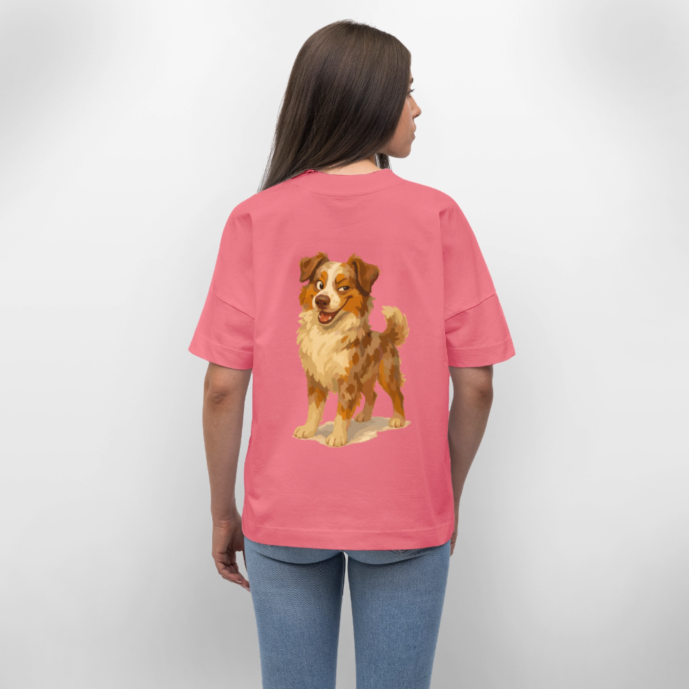 Australian Shepherd Oversized Frecher Cartoon mit verschmitztem Grinsen – Humorvolles Hunde Motiv für Tierfreunde und Geschenkideen - Pink