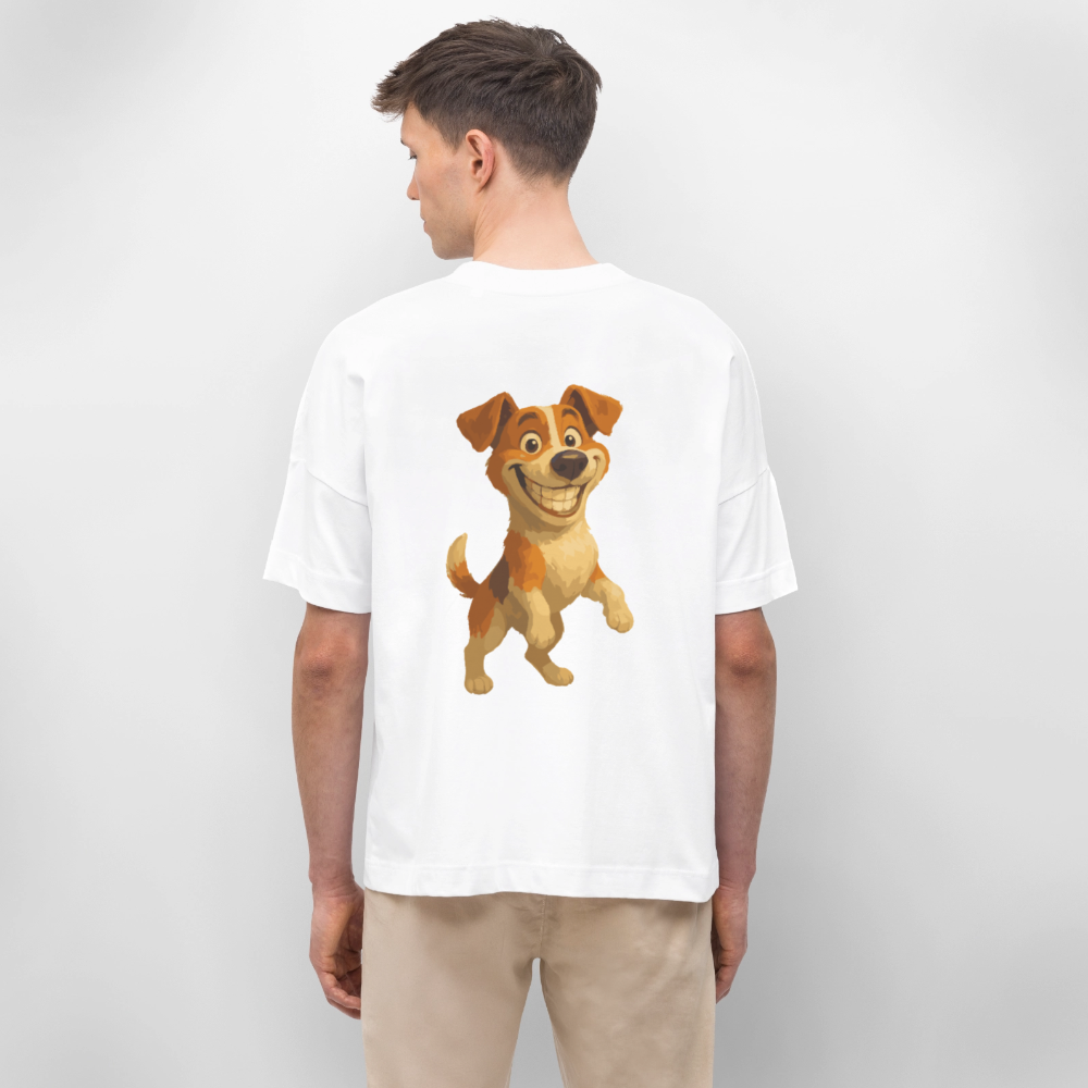 Jack Russell Terrier Oversized breit grinsend – süßer Cartoon Hund, lustiges Motiv für Hundeliebhaber & Geschenkidee für Tierfreunde - Weiß