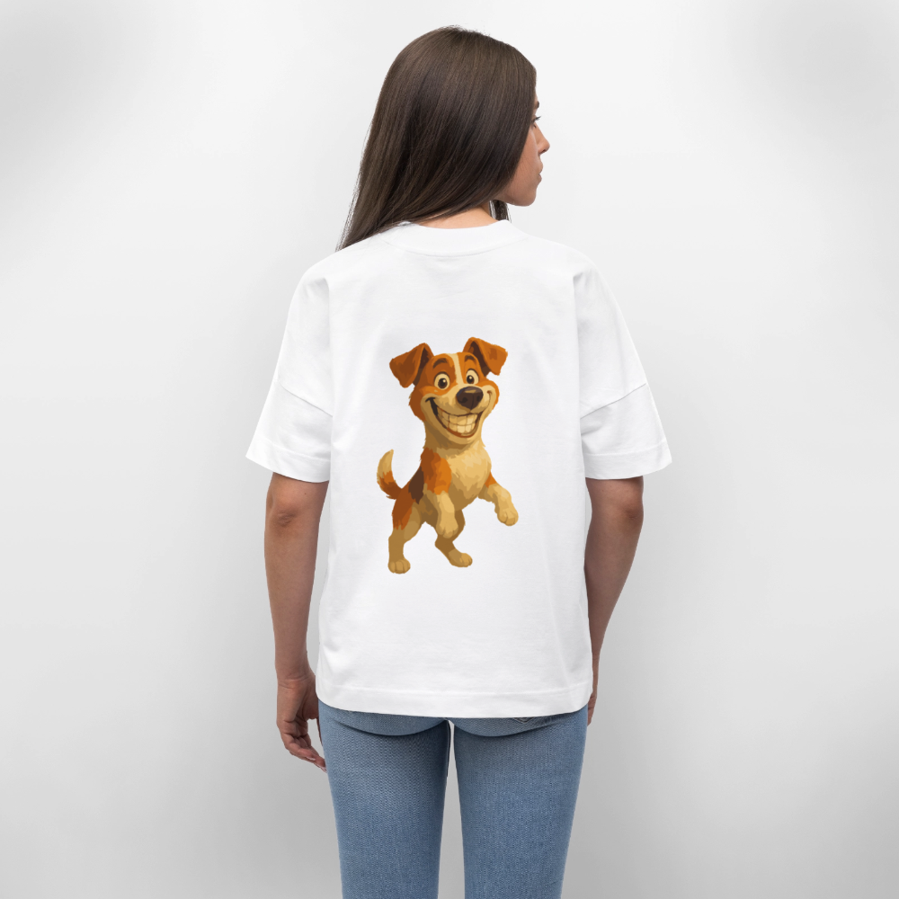 Jack Russell Terrier Oversized breit grinsend – süßer Cartoon Hund, lustiges Motiv für Hundeliebhaber & Geschenkidee für Tierfreunde - Weiß