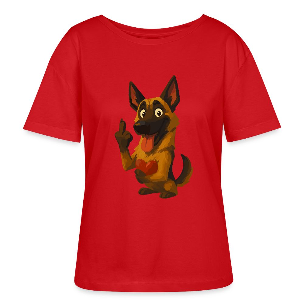 Frecher Malinois Shirt mit Herz – witziges und provokantes Hunde Cartoon Motiv für Hundeliebhaber mit Sinn für Humor - Rot