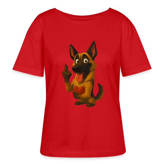 Frecher Malinois Shirt mit Herz – witziges und provokantes Hunde Cartoon Motiv für Hundeliebhaber mit Sinn für Humor - Rot