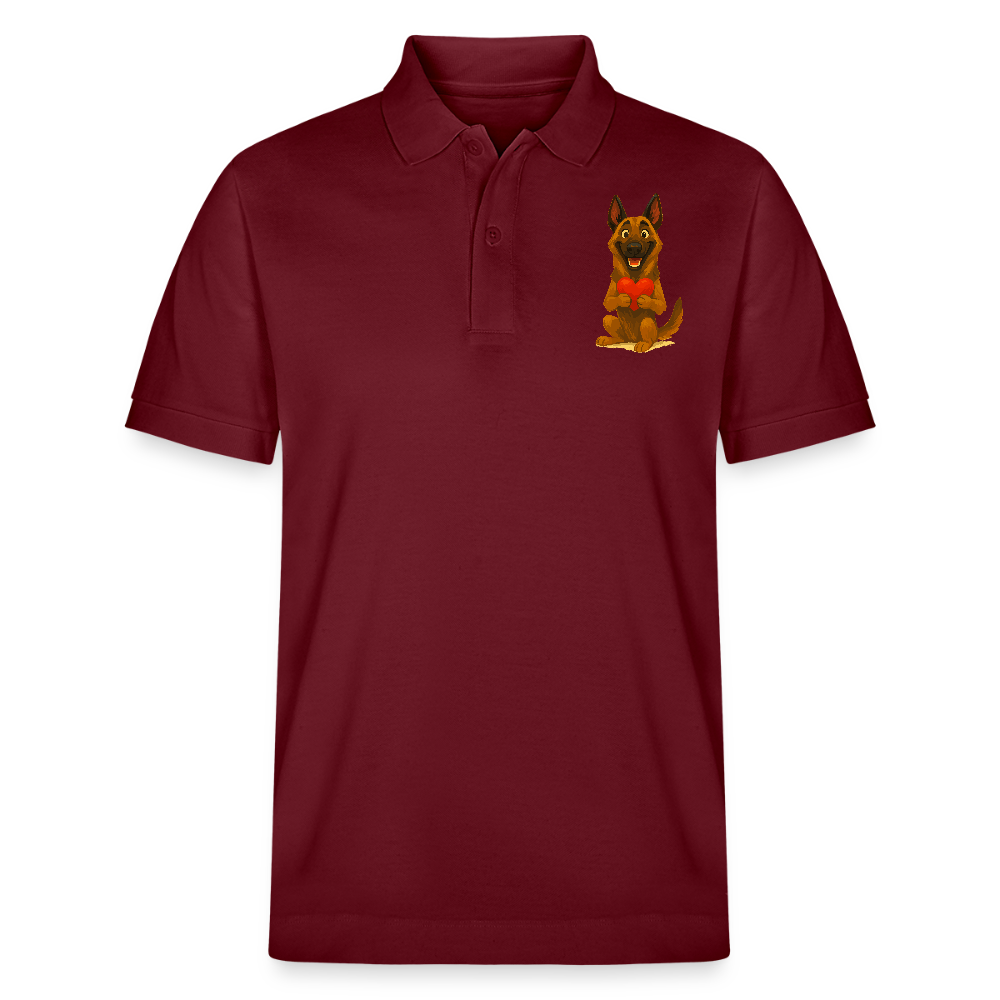 Malinois Poloshirt mit Herz Cartoon – liebevoller Belgischer Schäferhund als Hunde Motiv für Hundeliebhaber und Geschenkideen - Burgunderrot