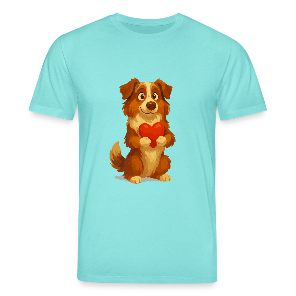 Australian Shepherd T-Shirt Süßer Cartoon mit Herz – Liebevolles Hunde Motiv für Valentinstag, Freundschaft und Geschenkideen - Poolblau