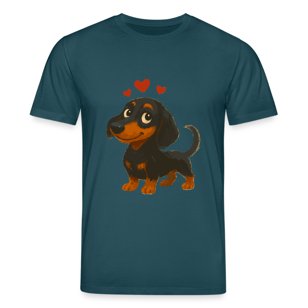 Dackel T-Shirt – Verliebter Cartoon Dachshund | Süßer Hund Pullover Geschenk mit Herzen für Valentinstag & Hundefans - Dunkles Petrol