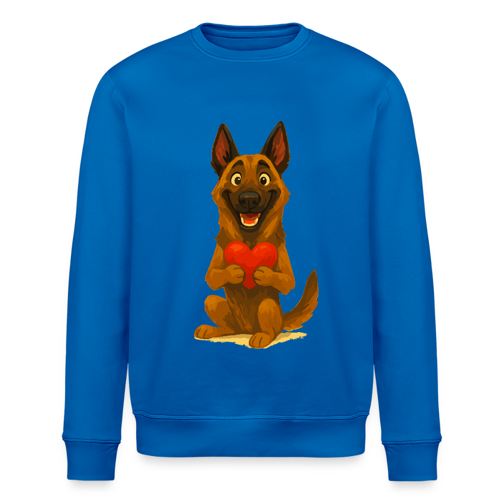 Malinois Sweatshirt mit Herz Cartoon – liebevoller Belgischer Schäferhund als Hunde Motiv für Hundeliebhaber und Geschenkideen - Königsblau