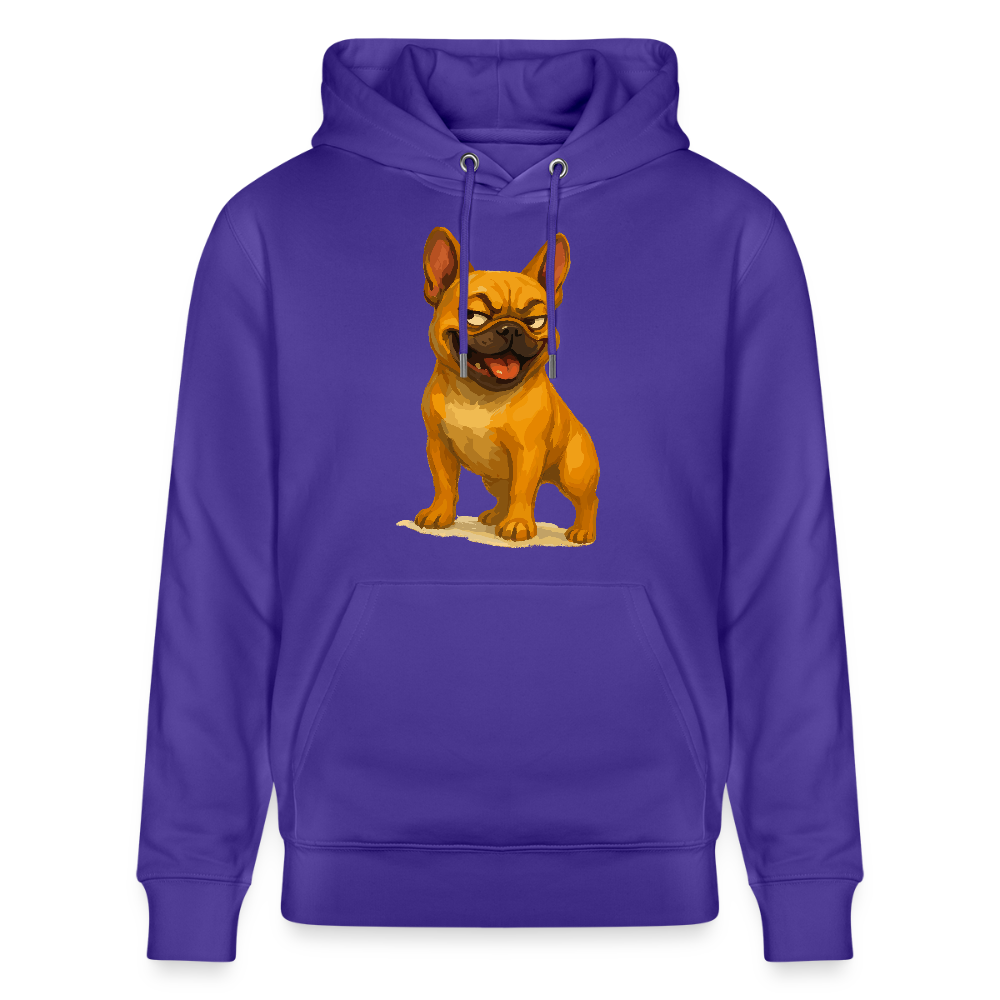 Französische Bulldogge Hoodie - Frecher Cartoon mit verschmitztem Grinsen – Humorvolles Hunde Motiv für Tierfreunde und Geschenkideen - Purple Love