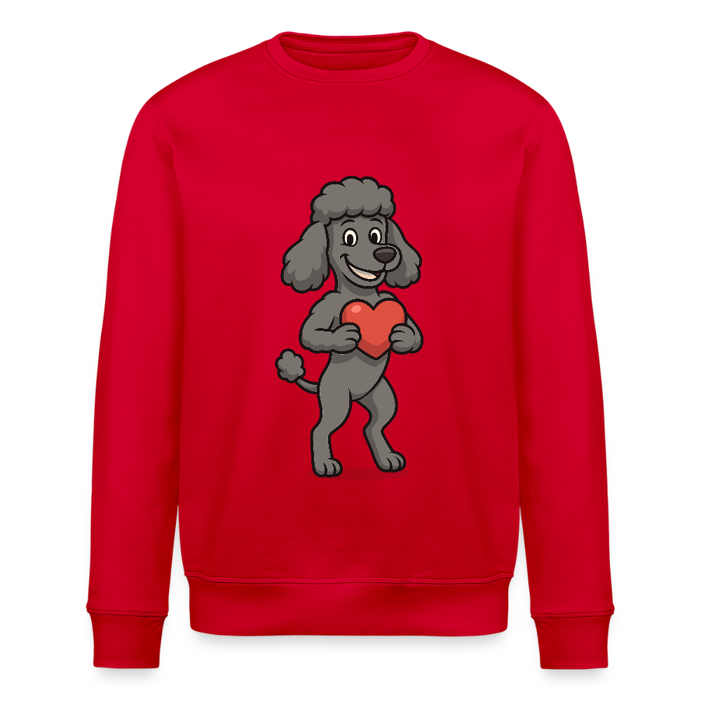 Pudel Sweatshirt mit Herz Cartoon – Liebevolles Hunde Motiv für Valentinstag, Geschenke und Hundeliebhaber - Rot