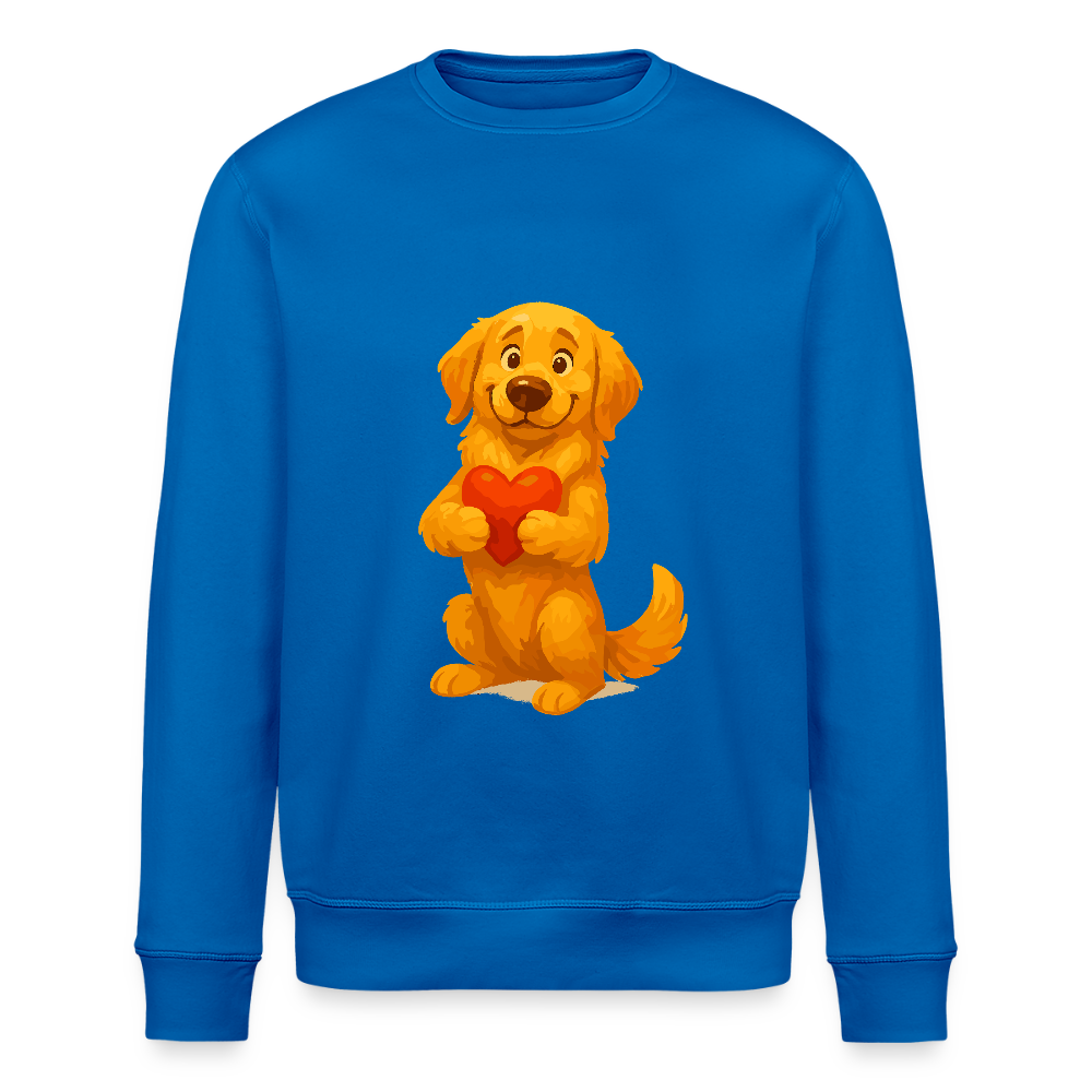 Golden Retriever Sweatshirt mit Herz – süßer Cartoon Hund, liebevolles Motiv für Hundeliebhaber, Valentinstag oder besondere Geschenkideen - Königsblau
