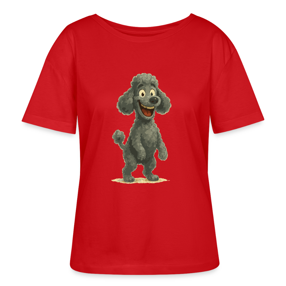Pudel Shirt mit breitem Grinsen Lustiger Cartoon – Witziges Hunde Design für Pudel Fans und Hundeliebhaber - Rot