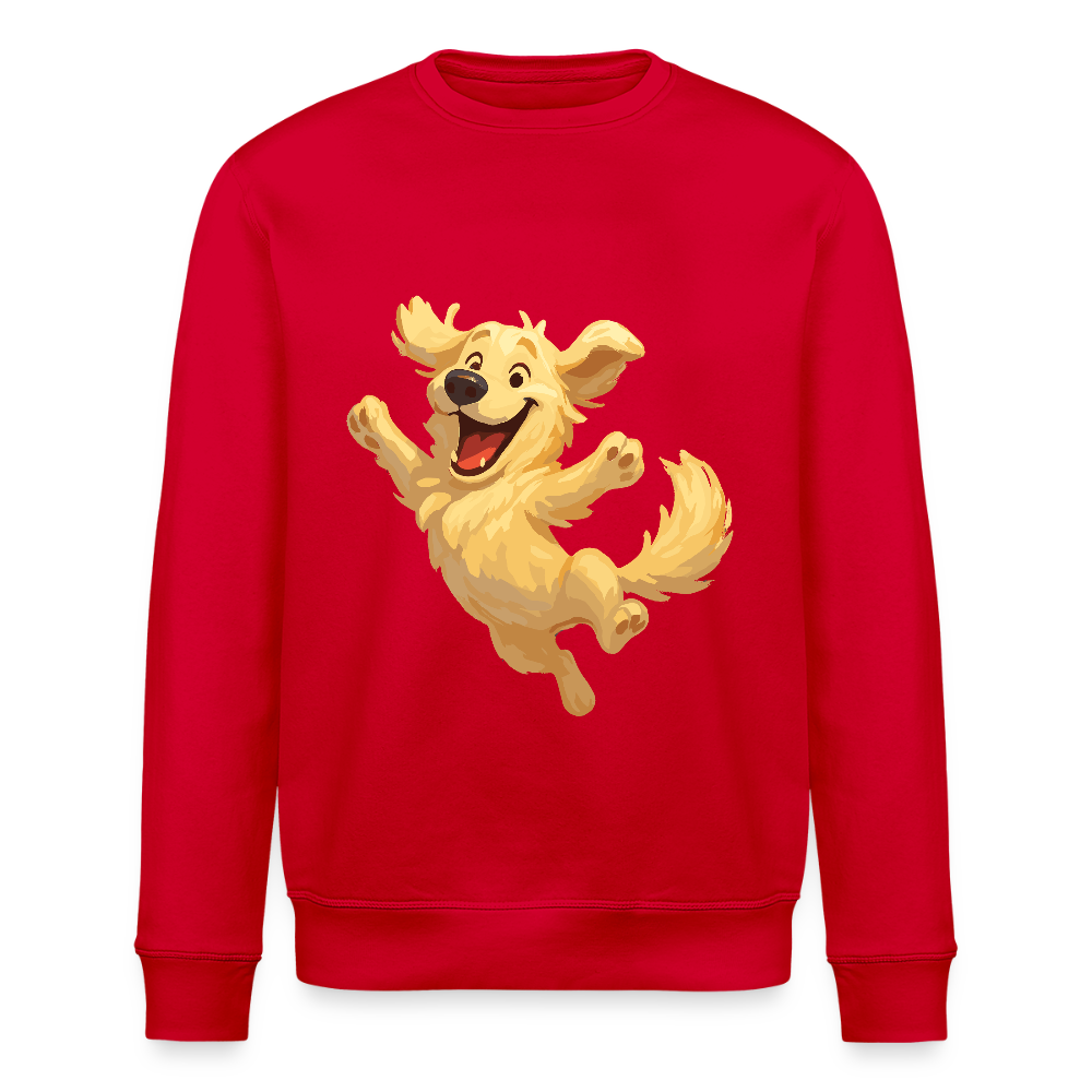 Golden Retriever Sweatshirt Springender Cartoon – fröhliches Hundemotiv, perfektes Geschenk für Hundeliebhaber und Tierfreunde - Rot
