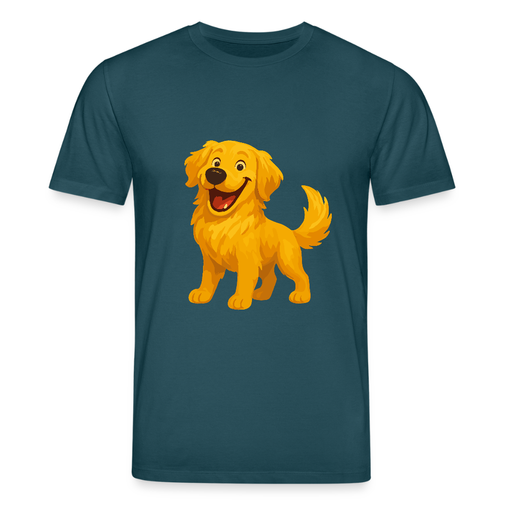 Golden Retriever T-Shirt Fröhlicher Cartoon – lachendes Hundemotiv, süßes Geschenk für Hundeliebhaber und Tierfreunde - Dunkles Petrol