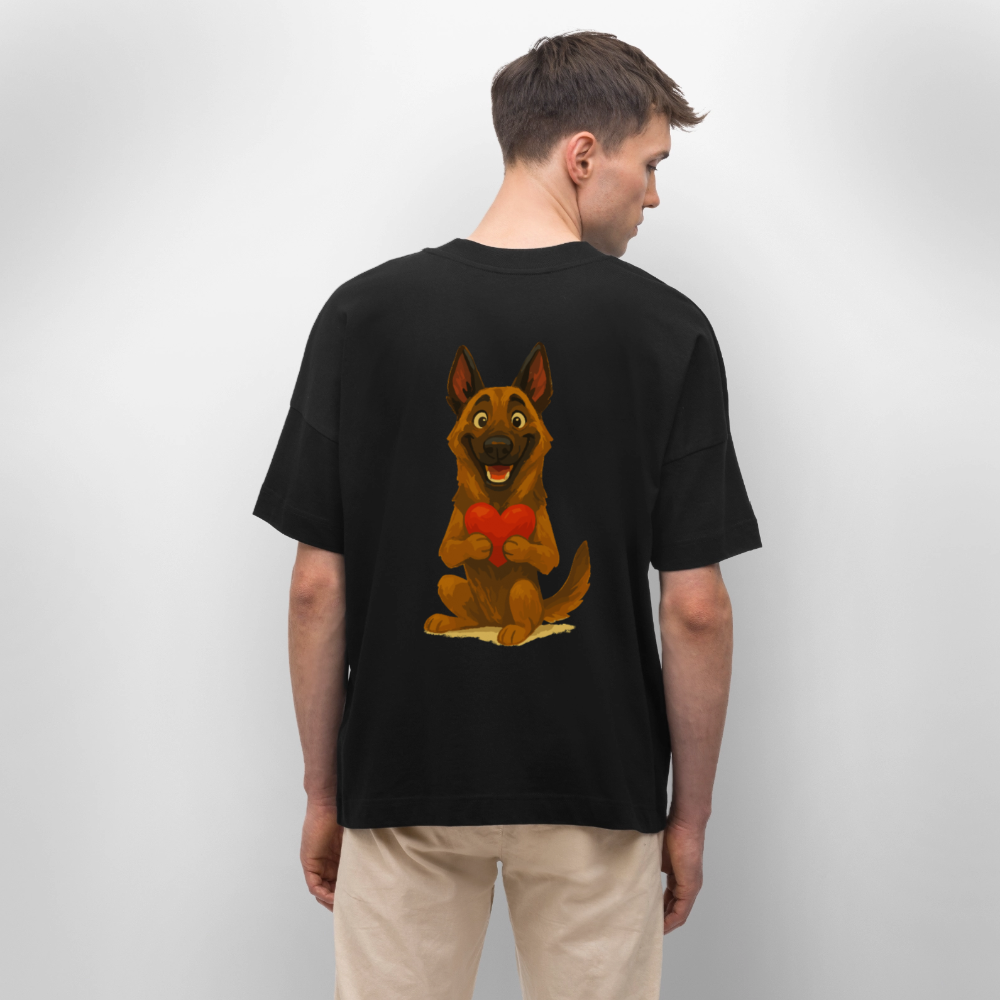Malinois Oversized mit Herz Cartoon – liebevoller Belgischer Schäferhund als Hunde Motiv für Hundeliebhaber und Geschenkideen - Schwarz