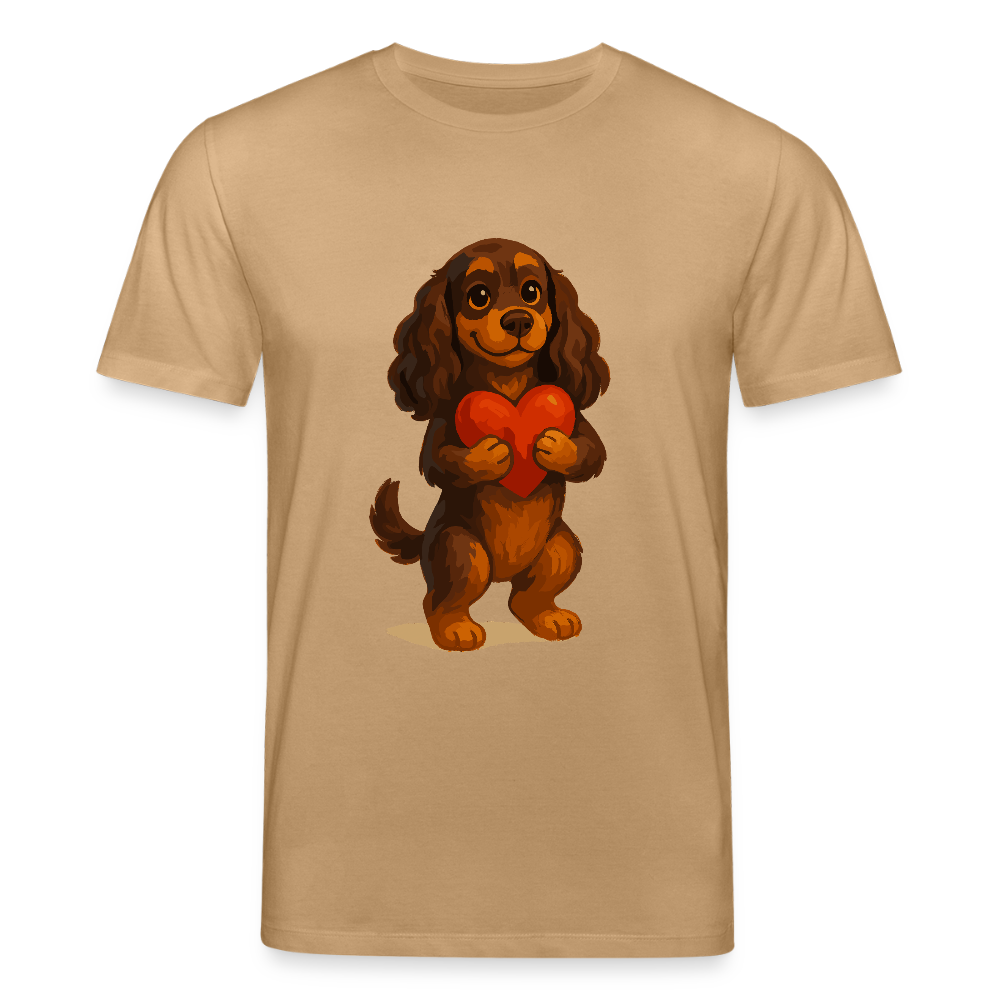 Cocker Spaniel T-Shirt mit Herz – Süßer Cartoon Hund, perfektes Motiv für Valentinstag und Hundeliebhaber - Karamell