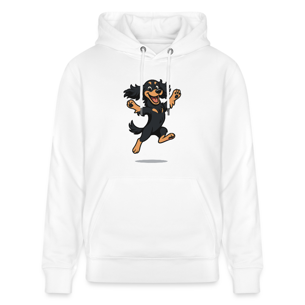 Cocker Spaniel Hoodie - fröhlicher hüpfender Cartoon  – lustiges Hundemotiv voller Freude, Geschenkidee für Hundeliebhaber und Tierfreunde - Weiß