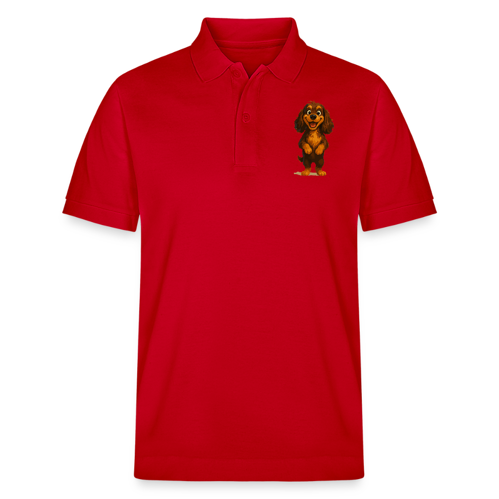Cocker Spaniel Poloshirt breit grinsend – Lustiger Cartoon Hund, fröhliches Motiv für Hundeliebhaber und Tierfreunde - Rot