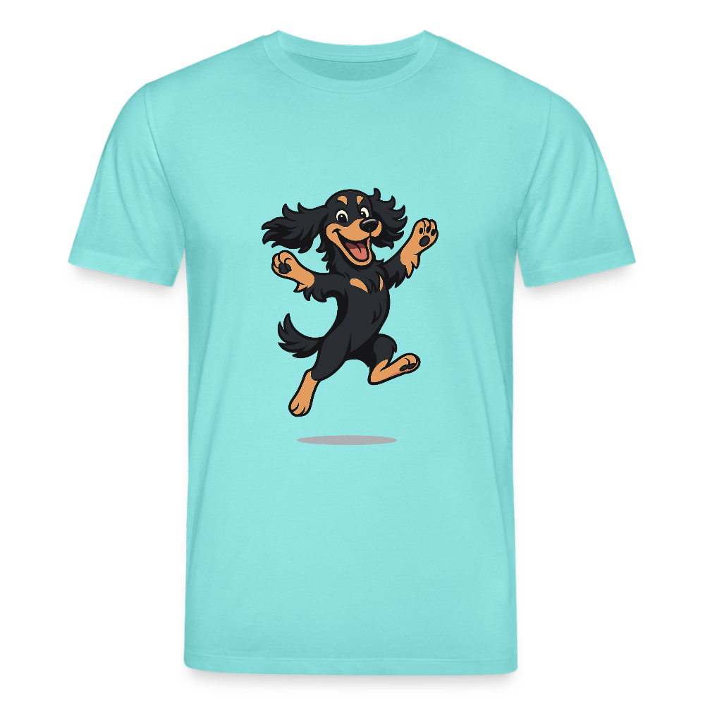 Cocker Spaniel T-Shirt - fröhlicher hüpfender Cartoon  – lustiges Hundemotiv voller Freude, Geschenkidee für Hundeliebhaber und Tierfreunde - Poolblau