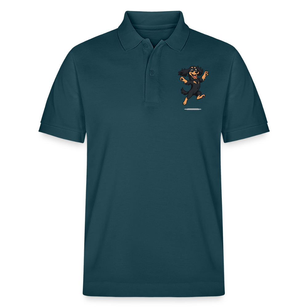 Cocker Spaniel Poloshirt - fröhlicher hüpfender Cartoon  – lustiges Hundemotiv voller Freude, Geschenkidee für Hundeliebhaber und Tierfreunde - Dunkles Petrol