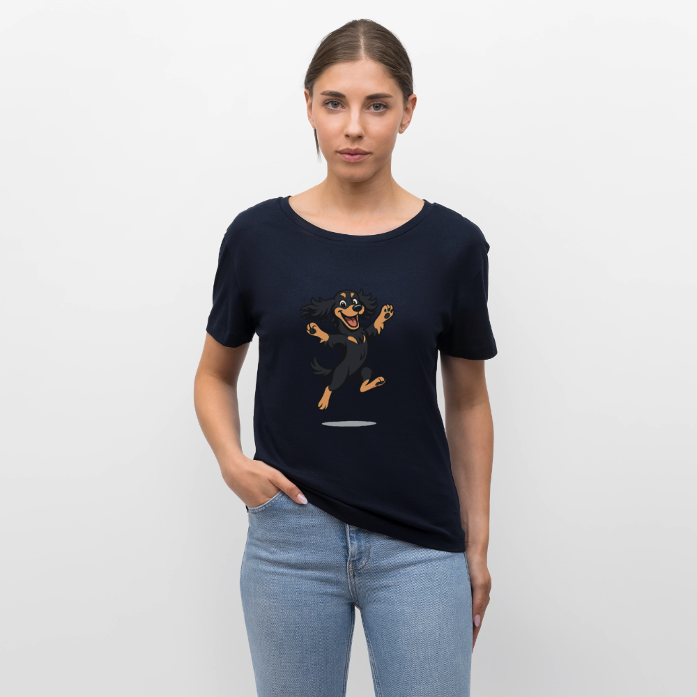Cocker Spaniel Shirt - fröhlicher hüpfender Cartoon  – lustiges Hundemotiv voller Freude, Geschenkidee für Hundeliebhaber und Tierfreunde - Navy